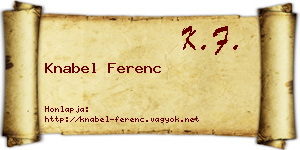 Knabel Ferenc névjegykártya